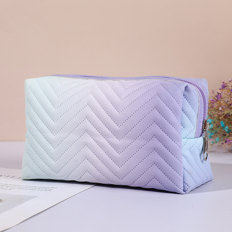 Gradient Color Makeup Bag for Women Zipper Velvet Cosmetic Bag Pouch Travel Large Female Make Up Pouch Necessaries