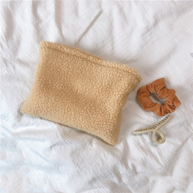 Fashion Solid Color Lambswool Makeup Bag for Women Soft Wool Cosmetic Bag Travel Female Make Up Storage Organizer