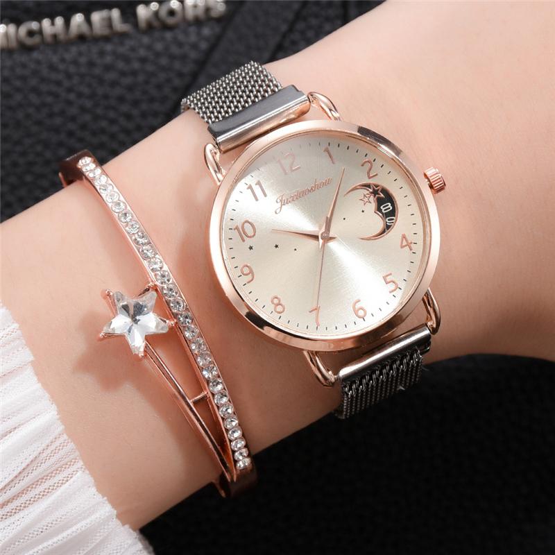 Rose Gold Mesh Strap Women's Fashion Watches Simple Numbers Dial Luxury Quartz Watch Women Clock Rose Gold Pointer Wristwatches