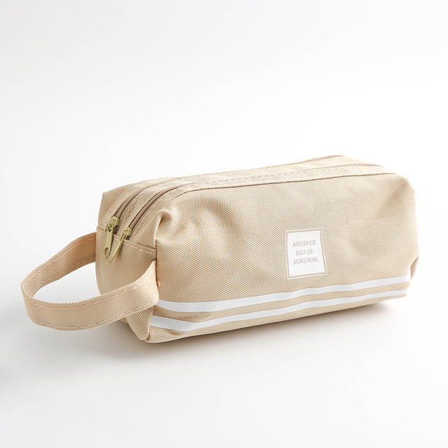 Portable canvas pencil case School supplies storage bag Double layer pencil bag student pen bag cute pen case kid Stationery bag