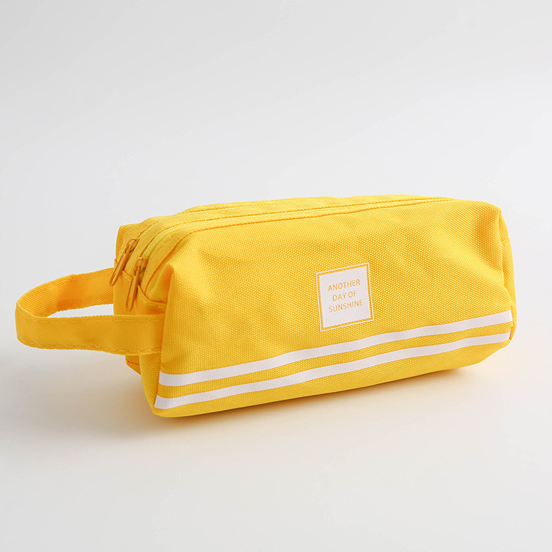 Portable canvas pencil case School supplies storage bag Double layer pencil bag student pen bag cute pen case kid Stationery bag