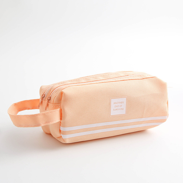 Portable canvas pencil case School supplies storage bag Double layer pencil bag student pen bag cute pen case kid Stationery bag