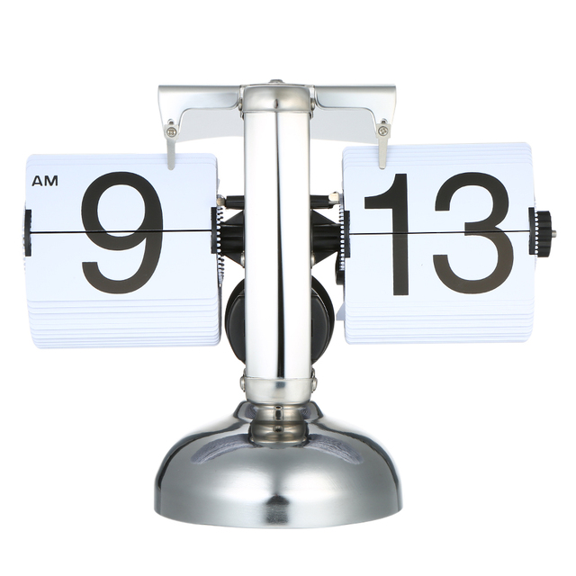 Retro Scale Table Clock Retro Flip Over Clock Stainless Steel Flip Internal Gear Operated Quartz Office Decor Electric Clocks