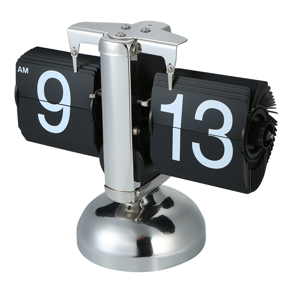 Retro Scale Table Clock Retro Flip Over Clock Stainless Steel Flip Internal Gear Operated Quartz Office Decor Electric Clocks