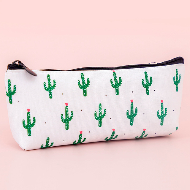 Fabric Canvas Cactus Pencil Case Cute School Pen Case Novelty Stationery Office Crayon Pencil Box Pen Bag Kawaii School Supplies