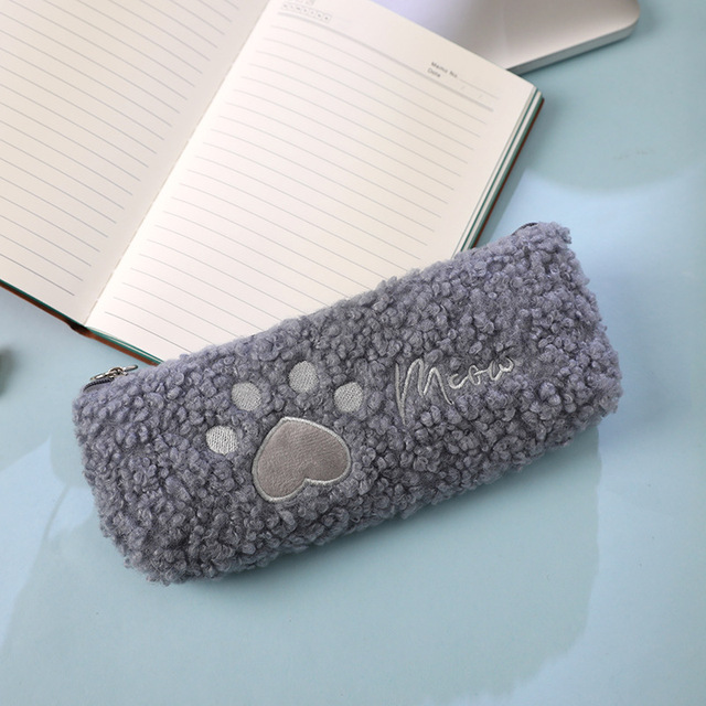 Cute Cat Paw Pencil Case Kawaii Stationery Soft Plush Korean Bag Pencil Bag Novelty Cute Pencil Pouch Pen Case Student Supplies