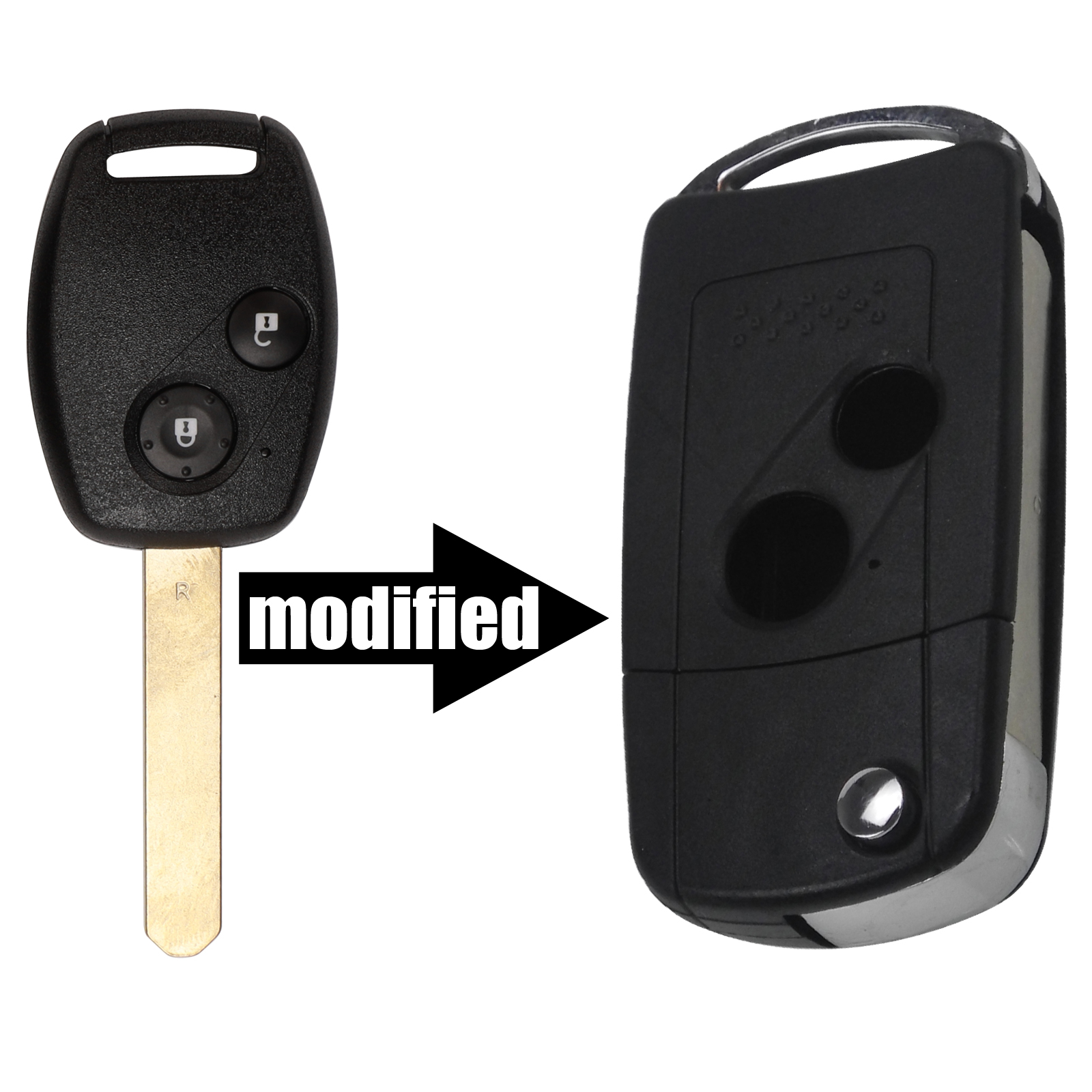 For Honda Accord Civic Pilot With Rubber pad 2 3 4 Buttons Refit Remote Flip Car Key Shell Case Fob Entry