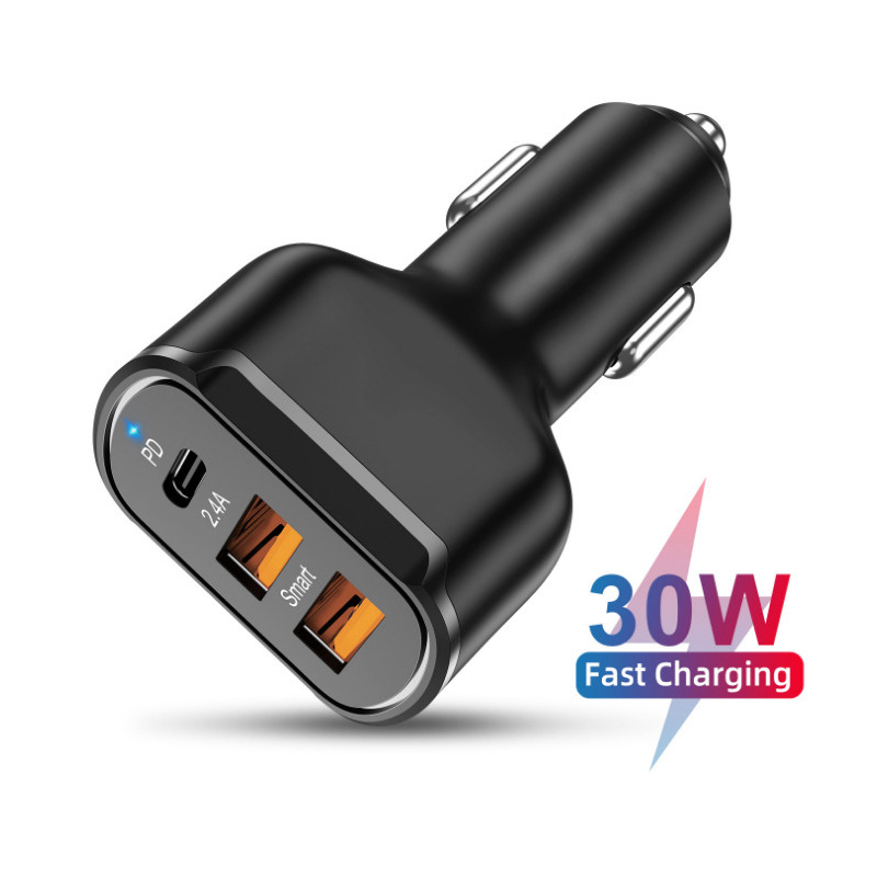 30W New PD Car Charger PD + 2.4A Dual USB Car Charger 30W Three Port PD Car Charger 30wpd Car Charger
