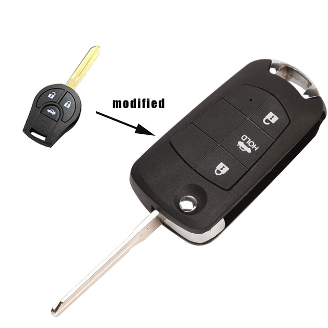2pcs 2/3 b Modified Remote Key Shell Case for NISSAN CWTWB1U761 Juke March Qashqai Sunny Sylphy Tiida X-Trail Folding Key