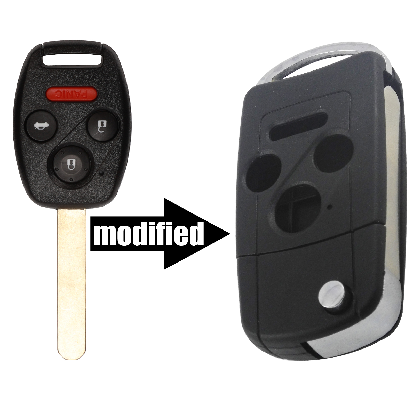 2pcs  2 3 4 Buttons Refit Remote Flip Car Key Shell Case Fob Entry For Honda Accord Civic Pilot 3 Button +Panic