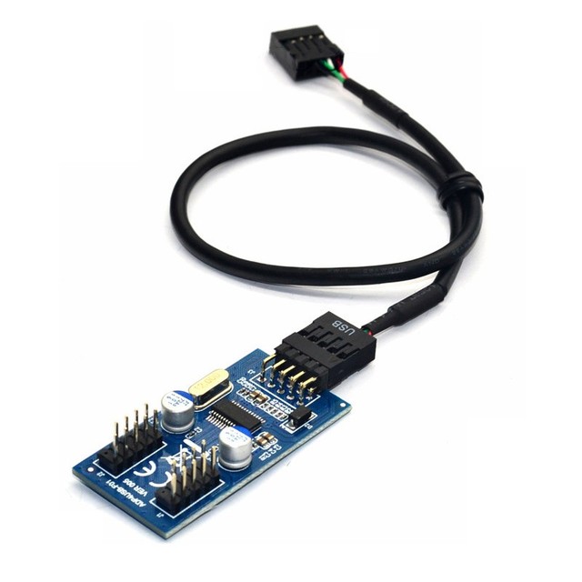 9pin USB header Male 1 to 2 / 4 Female Extension Cable Card Desktop 9-Pin USB HUB USB 2.0 9 pin Connector Adapter Port Multilier