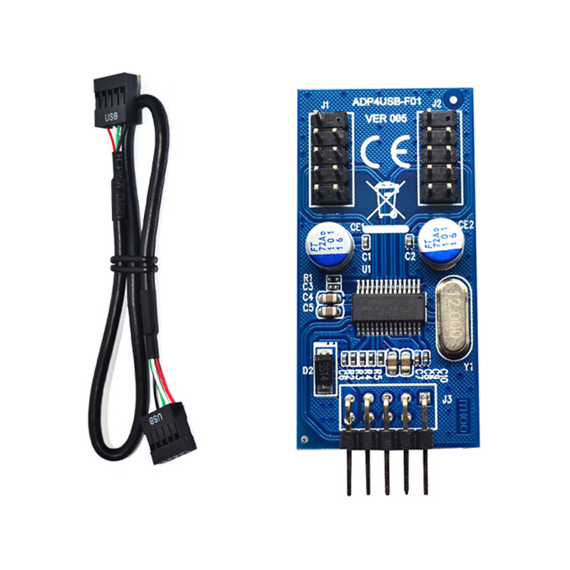 9pin USB header Male 1 to 2 / 4 Female Extension Cable Card Desktop 9-Pin USB HUB USB 2.0 9 pin Connector Adapter Port Multilier