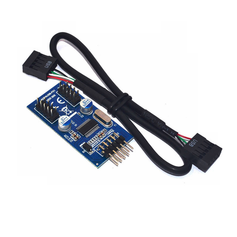 9pin USB header Male 1 to 2 / 4 Female Extension Cable Card Desktop 9-Pin USB HUB USB 2.0 9 pin Connector Adapter Port Multilier