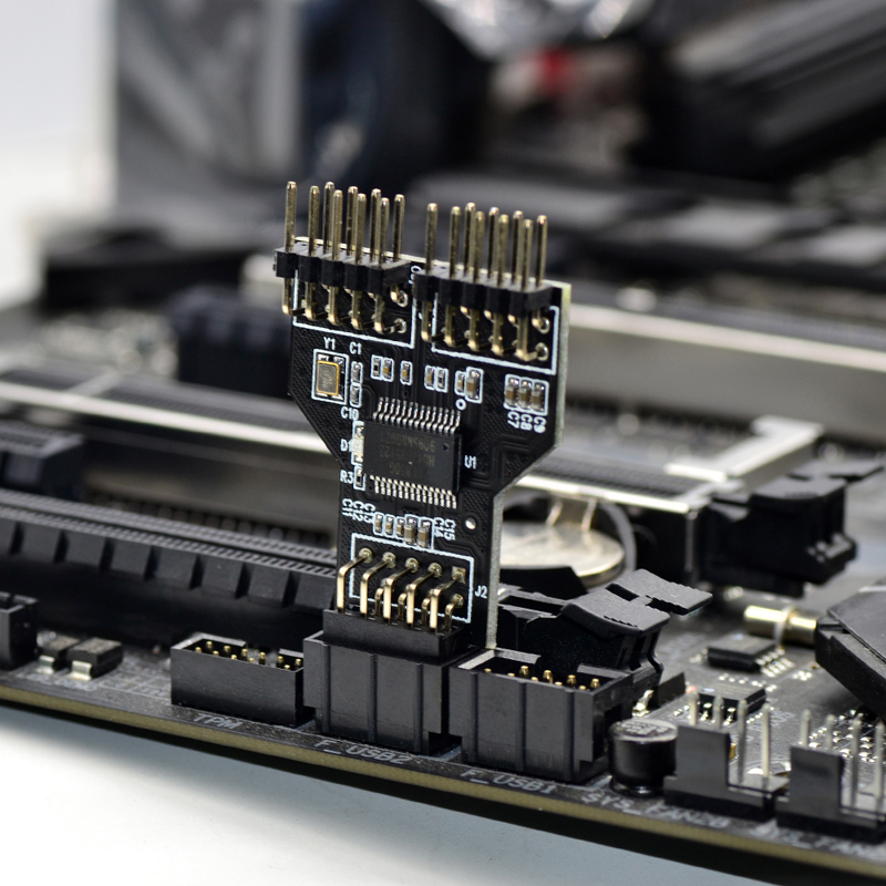 Motherboard USB 9Pin Interface Header Splitter 1 to 2 Extension Cable Adapter 9-Pin USB HUB USB 2.0 Connectors for RGB Bluetooth