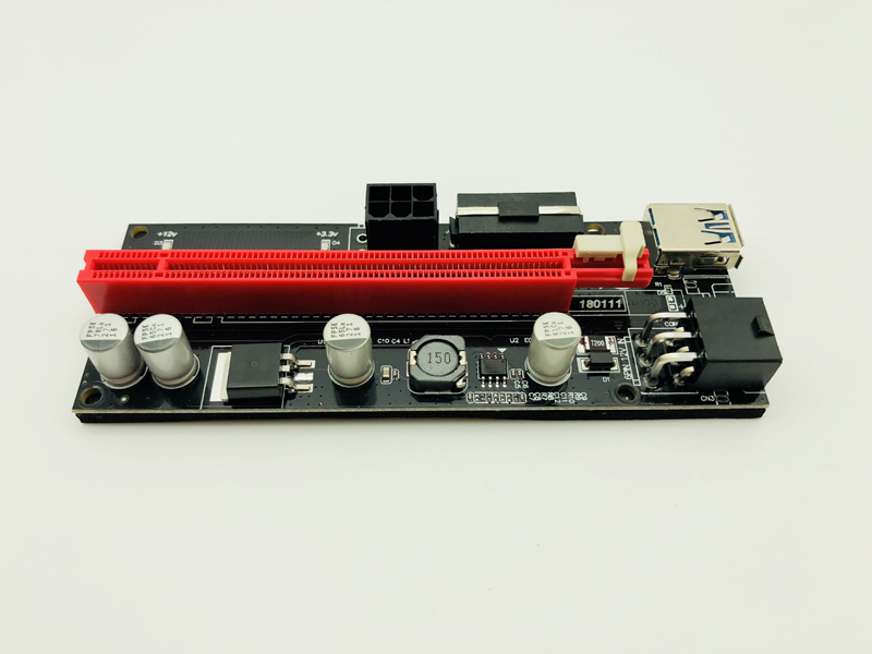 009S PCIE RISER 6PIN 16X Adapter with 2 LEDs Express Card Sata Power Cable and 60cm USB 3.0 Cable for BTC Miner Antminer Mining