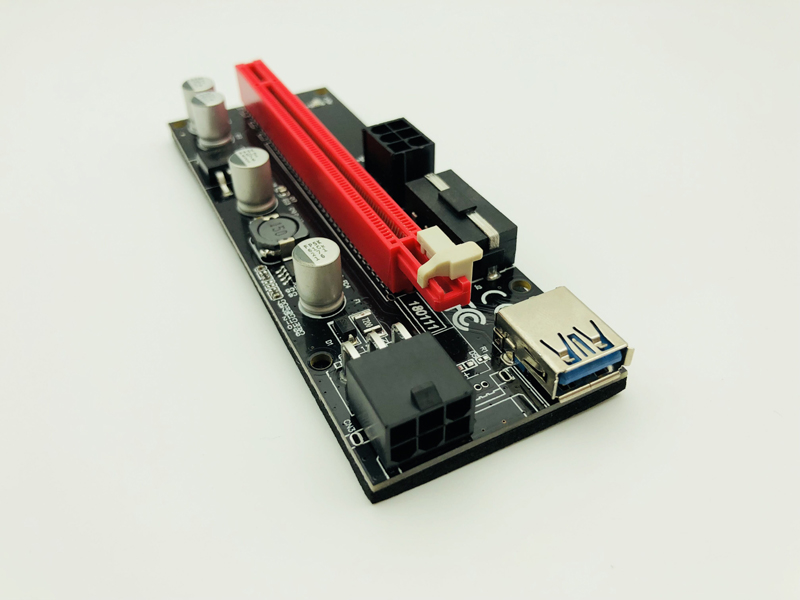 009S PCIE RISER 6PIN 16X Adapter with 2 LEDs Express Card Sata Power Cable and 60cm USB 3.0 Cable for BTC Miner Antminer Mining