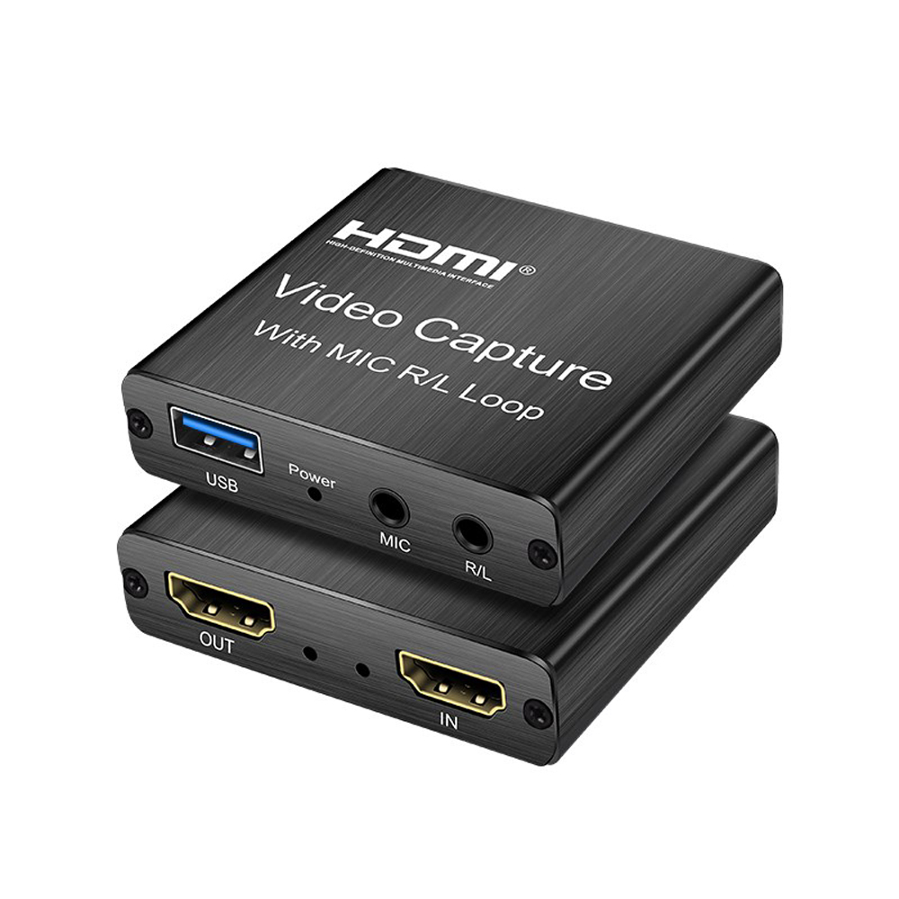 4K HDMI Video Capture Card 1080p Board Game Capture Card USB 2.0 Recorder Box Device for Live Streaming Video Recording Loop Out