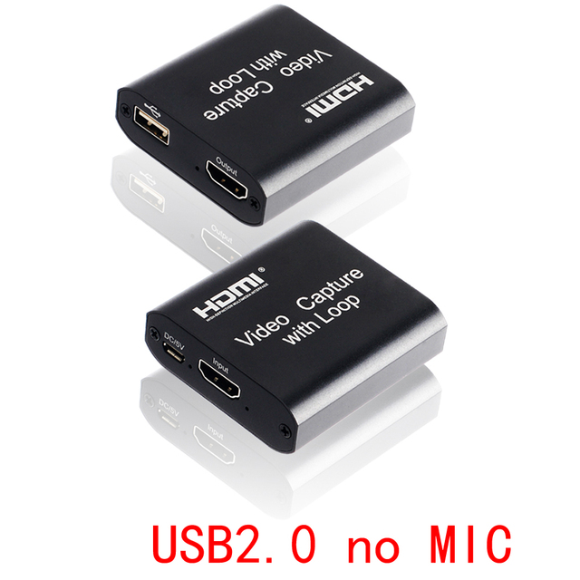 4K HDMI Video Capture Card 1080p Board Game Capture Card USB 2.0 Recorder Box Device for Live Streaming Video Recording Loop Out
