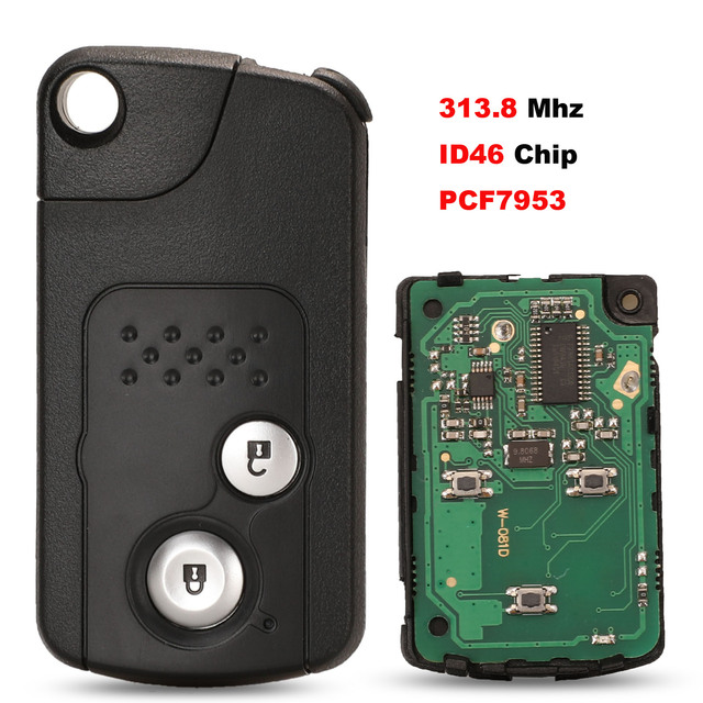 313.8Mhz ID46 Chip Pcf7953 2 Buttons Remote Car Key For Honda CRV 2012 2013 Crosstour 2010 Holder Smart Key