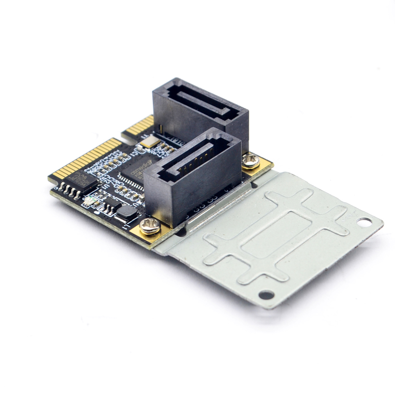 2pcs Add On Cards Mini PCI-E PCI Express to 2 Ports SATA 3.0 Converter SSD HDD SATA3 Controller Expansion Card SATA Multiplier
