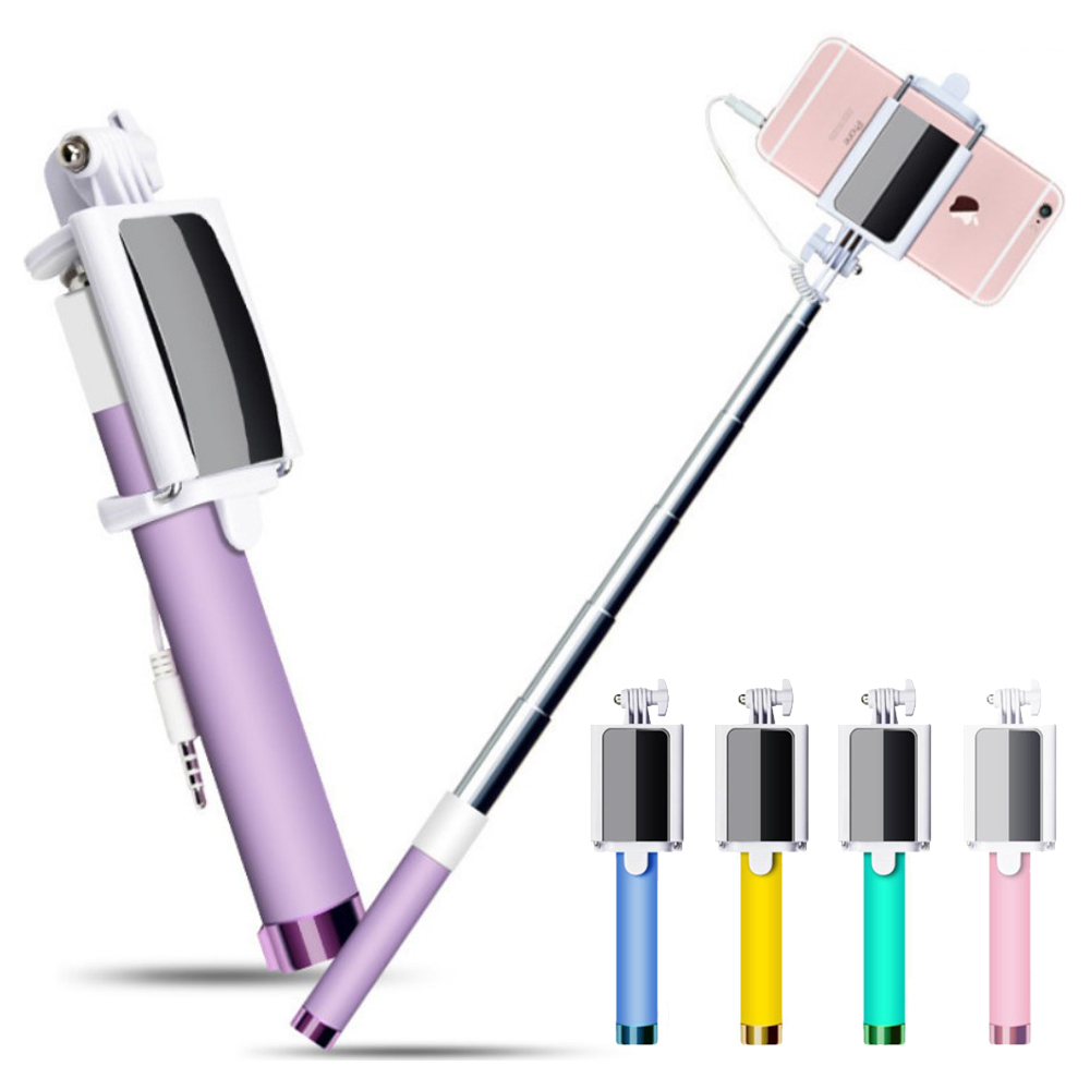 Portable Handheld Extendable Monopod Selfie Stick With Back HD Mirror For iPhone 5 6 Plus Samsung Huawei Sony LG Xiaomi OPPO