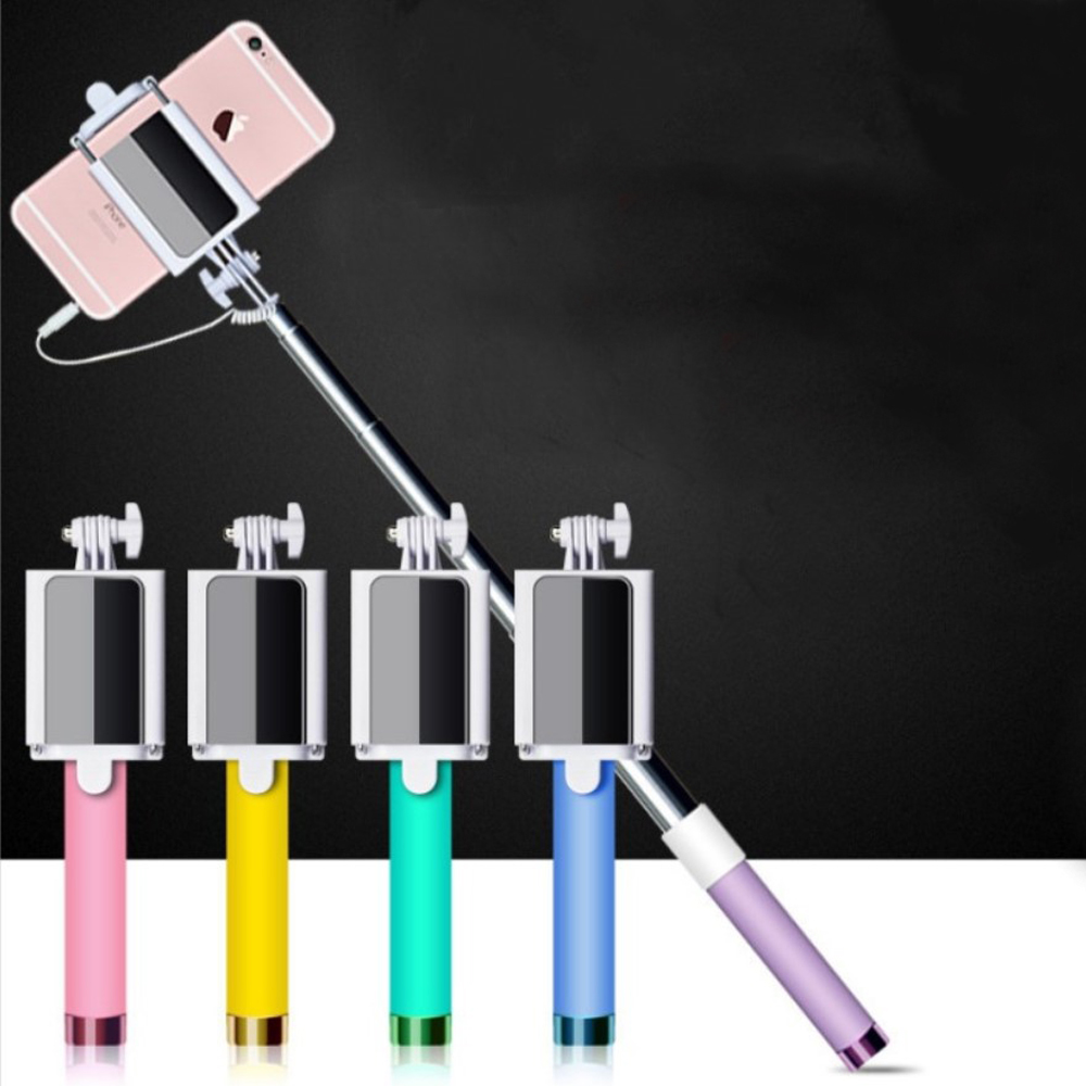 Portable Handheld Extendable Monopod Selfie Stick With Back HD Mirror For iPhone 5 6 Plus Samsung Huawei Sony LG Xiaomi OPPO