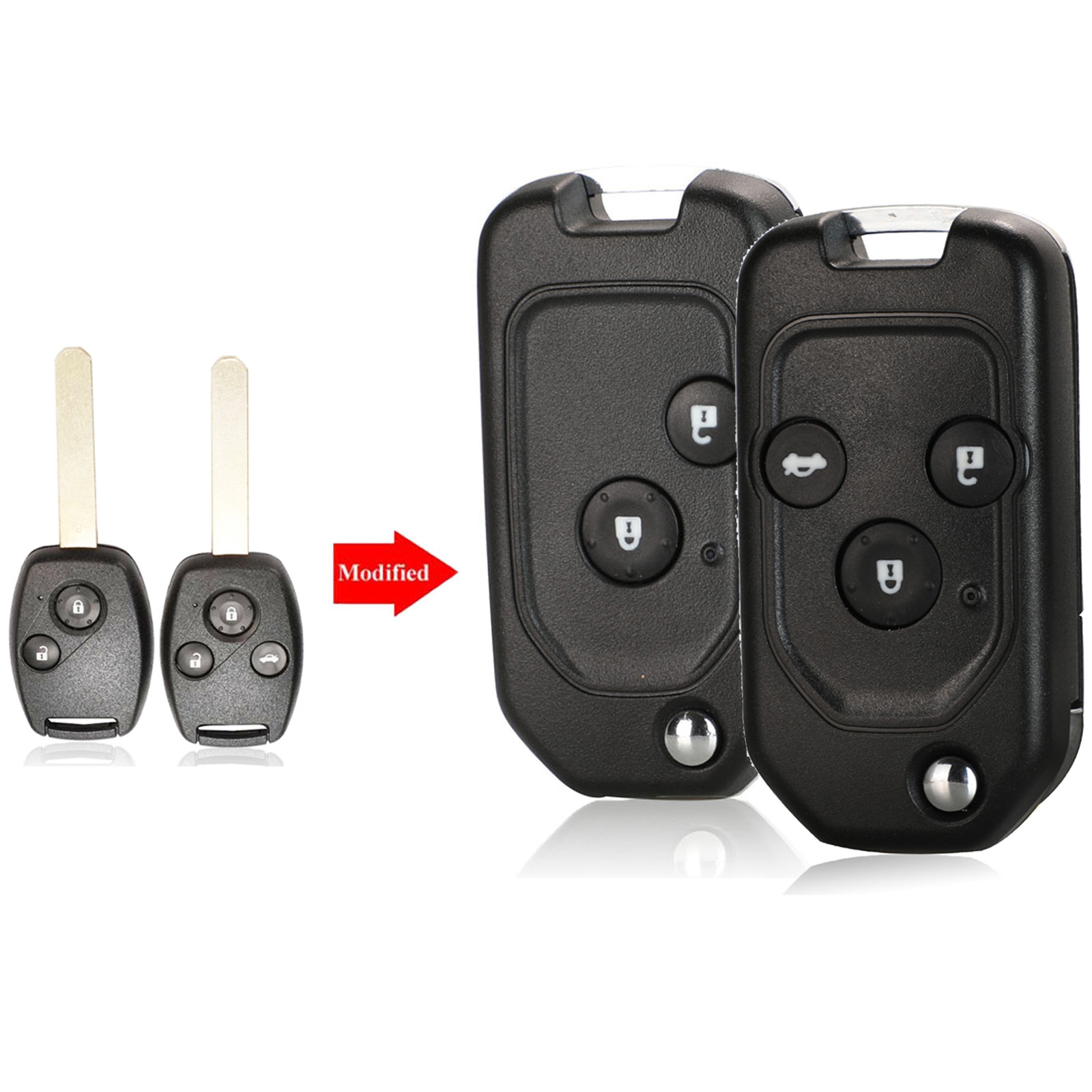 5PS Modified 2/3 Buttons Car Key For Honda Accord Pilot Cr-V Key Housing Civic Insight Ridgeline 2003-2013