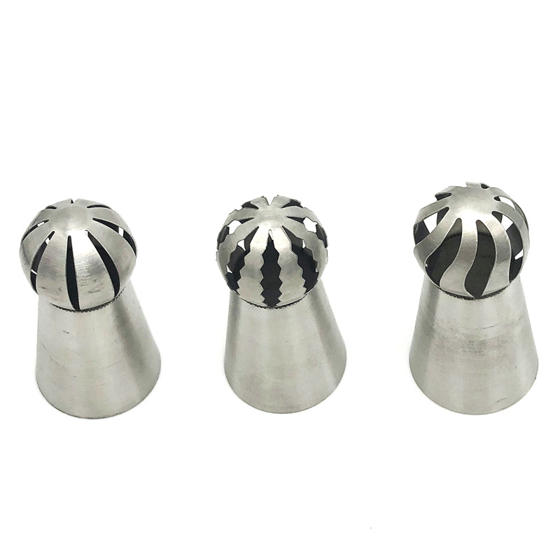 3PC Cupcake Stainless Steel Sphere Ball Shape Icing Piping Nozzles Pastry Cream Tips Flower Torch Pastry Tube Decoration Tools