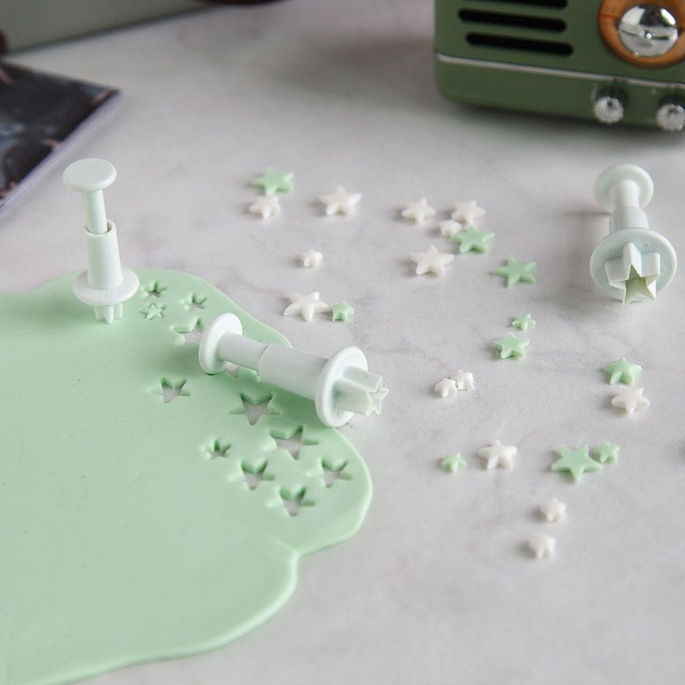 3Pcs/Set Mini Star Flower Plunger Fondant Decorating Cookies Cutter Mold Cake Decorating Tools Kitchen Supplies
