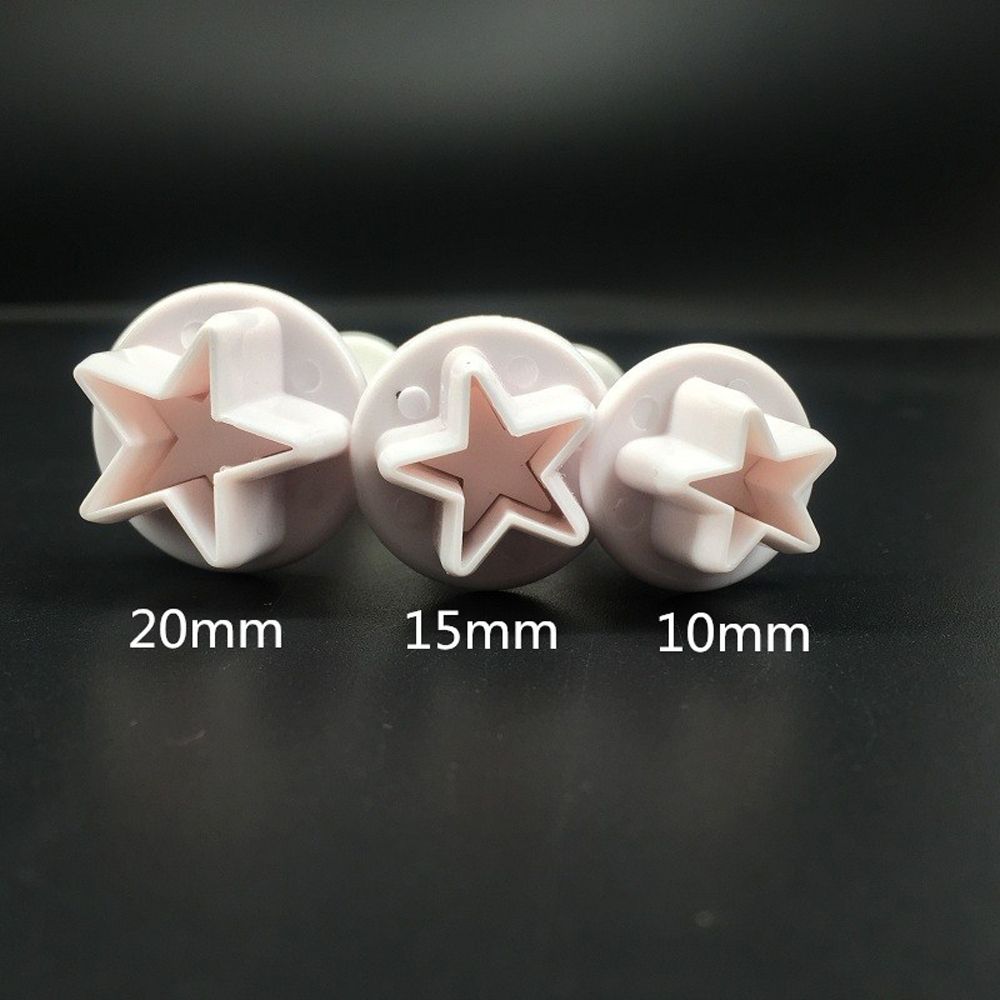3Pcs/Set Mini Star Flower Plunger Fondant Decorating Cookies Cutter Mold Cake Decorating Tools Kitchen Supplies