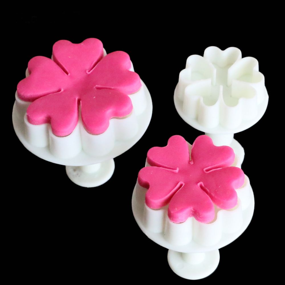 3Pcs/Set Mini Star Flower Plunger Fondant Decorating Cookies Cutter Mold Cake Decorating Tools Kitchen Supplies