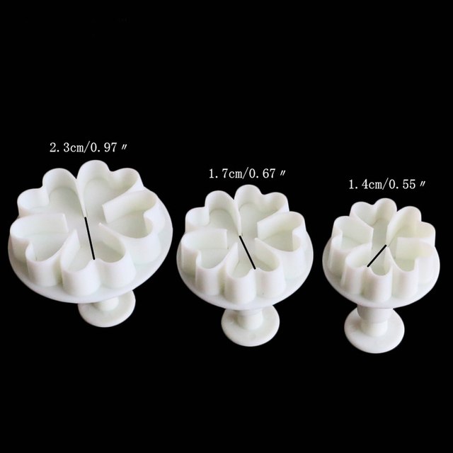 3Pcs/Set Mini Star Flower Plunger Fondant Decorating Cookies Cutter Mold Cake Decorating Tools Kitchen Supplies