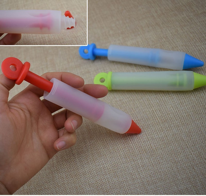 Cake Decorating Flower Pen Chocolate Cream Jam Squeezed Gun Syringe Pastry Cookie Painting Writing Baking Tool Silicone Kitchen Supplies