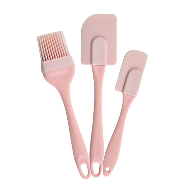 3PCS/Set Cream Scraper DIY Bread Cake Butter Spatula Mixer Oil Brush Kitchen Baking Tool Silicone Spatula Non-stick