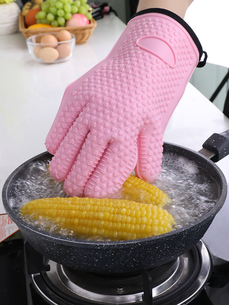 Oven Mitts Microwave Thickened Baking Accessories Heat Resistant Silicone Gloves Cooking Gloves Kitchen Gloves Oven Gloves