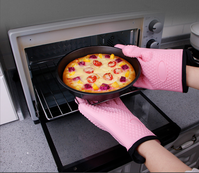 Oven Mitts Microwave Thickened Baking Accessories Heat Resistant Silicone Gloves Cooking Gloves Kitchen Gloves Oven Gloves