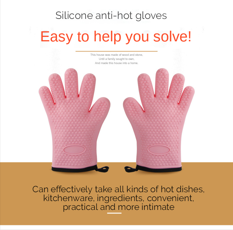 Oven Mitts Microwave Thickened Baking Accessories Heat Resistant Silicone Gloves Cooking Gloves Kitchen Gloves Oven Gloves