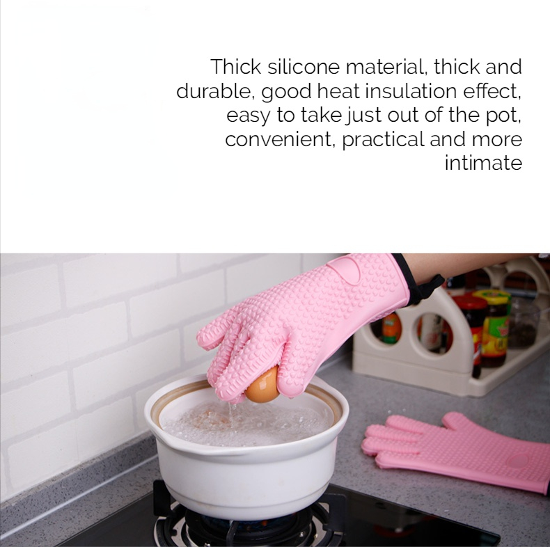 Oven Mitts Microwave Thickened Baking Accessories Heat Resistant Silicone Gloves Cooking Gloves Kitchen Gloves Oven Gloves