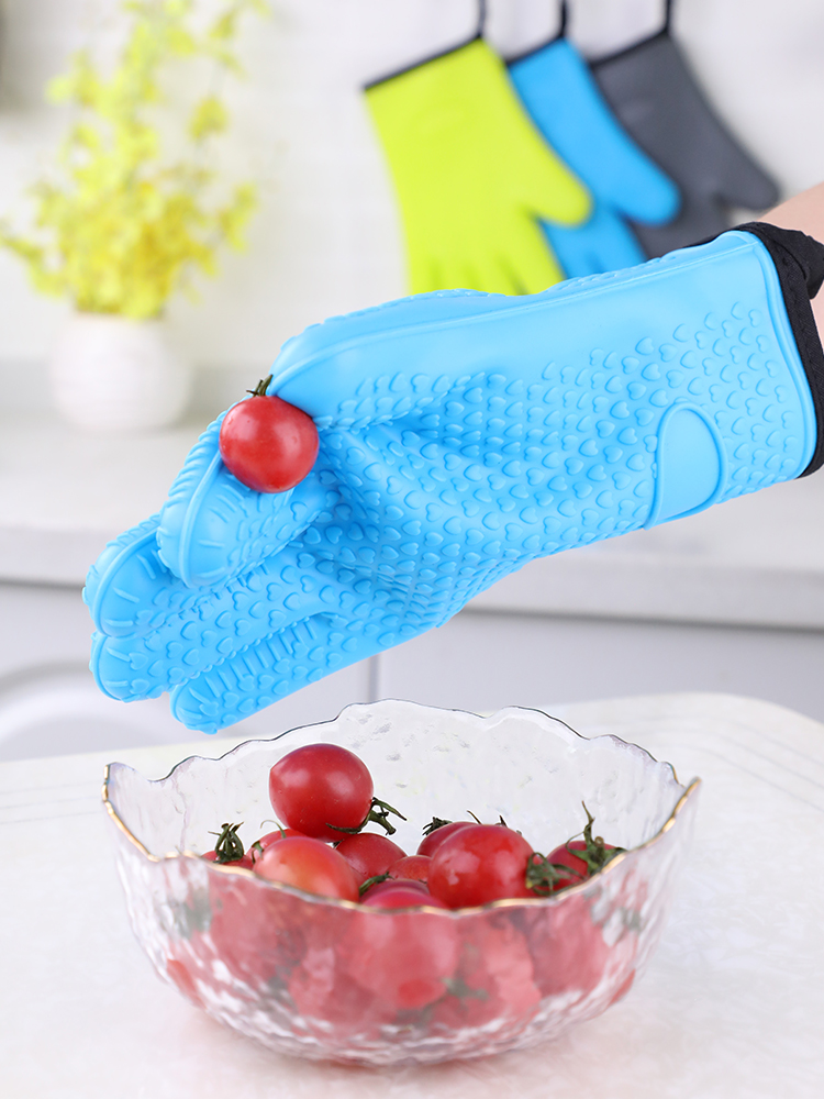 Oven Mitts Microwave Thickened Baking Accessories Heat Resistant Silicone Gloves Cooking Gloves Kitchen Gloves Oven Gloves