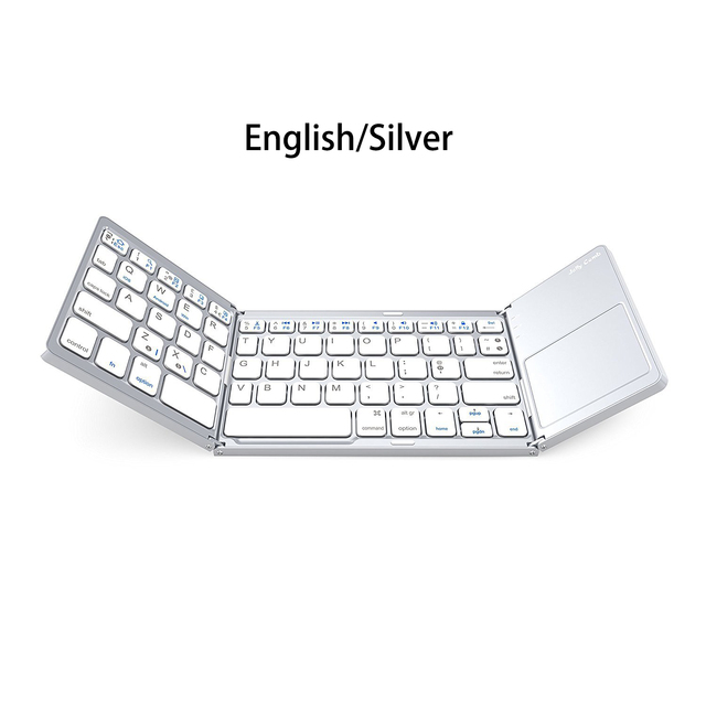 Mini Portable Folding Keyboard Touchpad Bluetooth Russian English Wireless Rechargeable Touchpad for Windows, MAC,Android, IOS