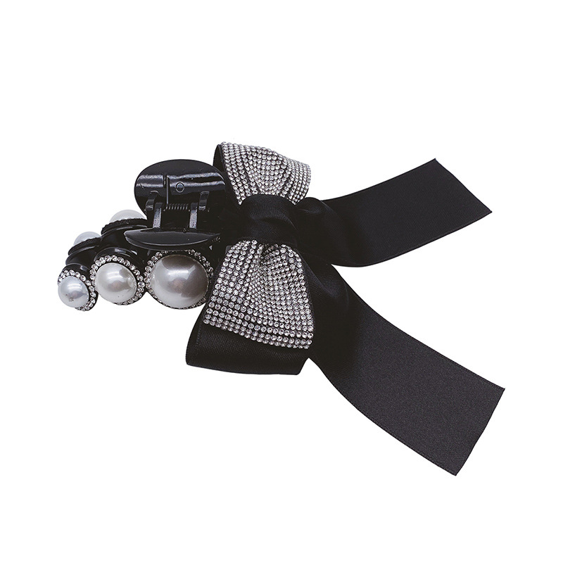 fresh temperament catch clip with pearl and diamond bow tie catch hairpin literary fan's hairpin