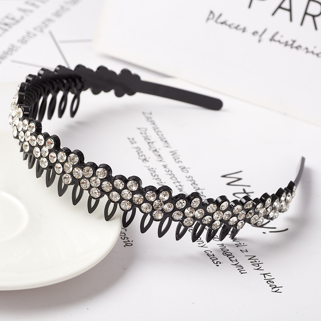 Unisex Alice Hairband Bezel Headband Men Women Sports Hair Band Hoop Top Metal Double Bangs Flower Rhinestone Hair Accessories