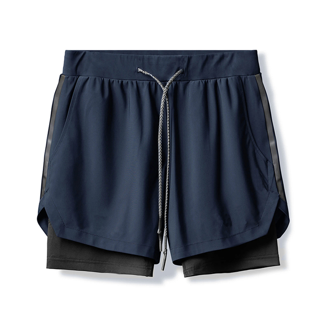 Running Shorts Men 2 In 1 Double-deck Quick Dry GYM Sport Shorts Fitness Jogging Workout Shorts Men Sports Short Pants