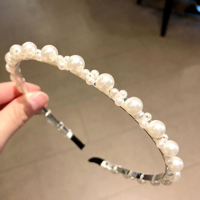 New Women Elegant Full Pearls Simple Hairbands Sweet Headband Hair Hoops Holder Ornament Head Band Lady Fashion Hair Accessories