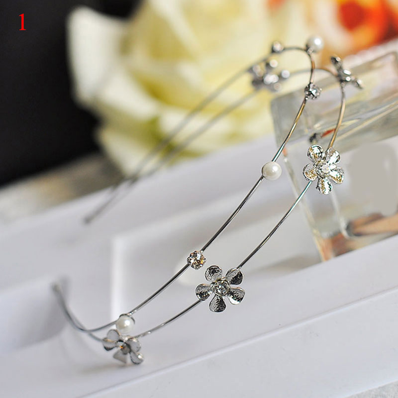 Korean Alloy Rhinestone Women Headband Starfish Shell Pearl Flowers Double Layers Hair Hoop Headwear Fashion Hair Accessories