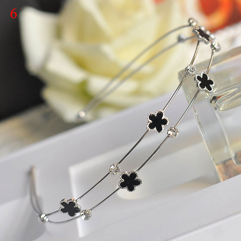 Korean Alloy Rhinestone Women Headband Starfish Shell Pearl Flowers Double Layers Hair Hoop Headwear Fashion Hair Accessories