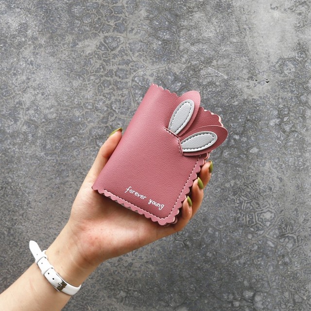 Kawaii Female Wallets Lovely Rabbit Card Holder Cute Small Wallet Women's Short Design Purse Girls Wallet Cash Holder Wholesale