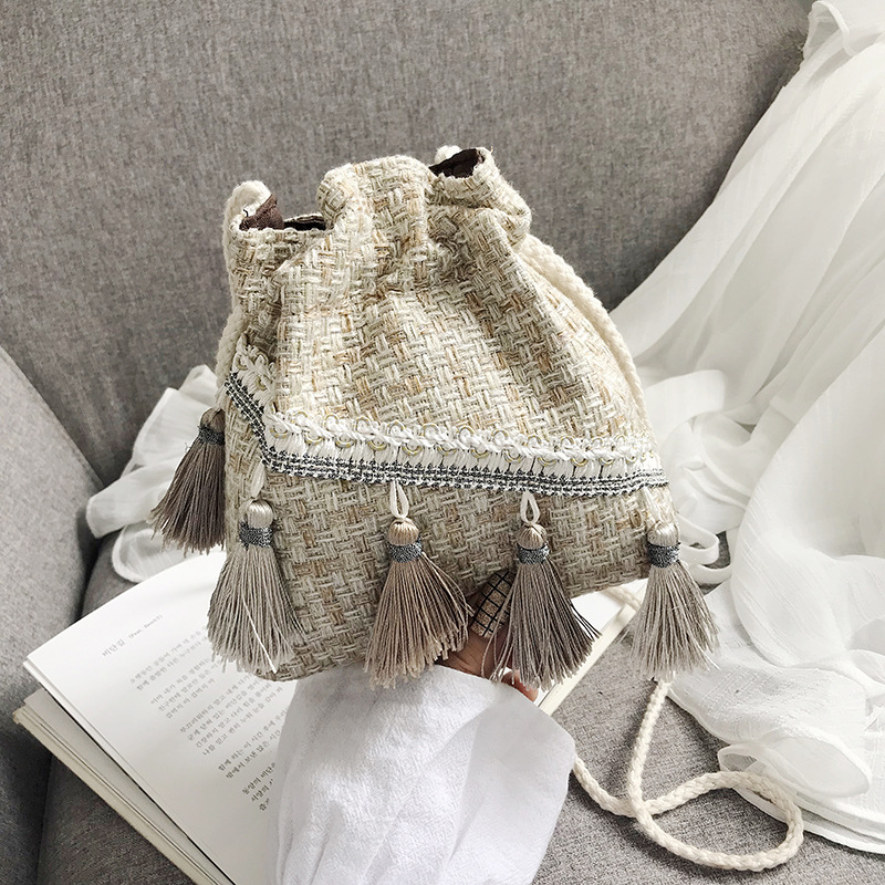 Luxury Handbags Women Bags Small Bag Chinese Style Messenger Shoulder Bag Costume Cloth Purse Tassel Bucket Bag