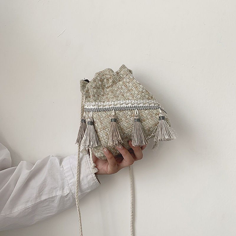 Luxury Handbags Women Bags Small Bag Chinese Style Messenger Shoulder Bag Costume Cloth Purse Tassel Bucket Bag