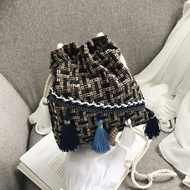 Luxury Handbags Women Bags Small Bag Chinese Style Messenger Shoulder Bag Costume Cloth Purse Tassel Bucket Bag